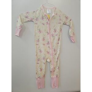 White Pink Daisy  Floral  Bows Bamboo  Zippy Double Zipper  18 To 24 Months